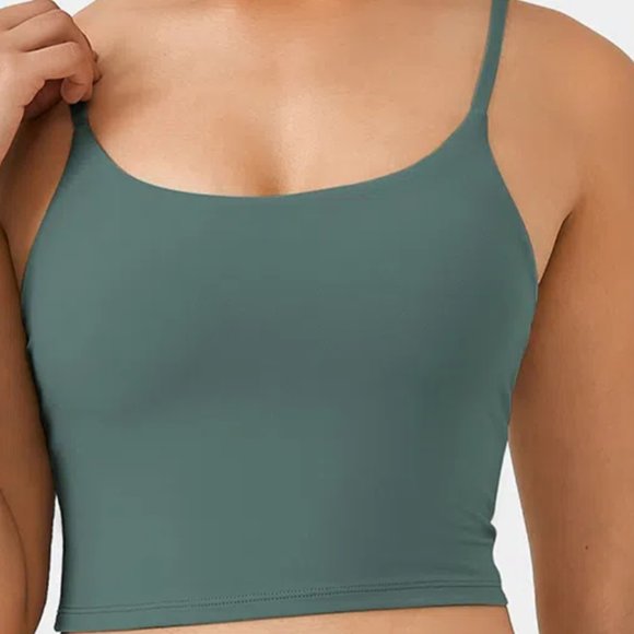 HALARA Tops - Halara Size S Blue Spruce Cropped Active Tank Top, Built In Bra